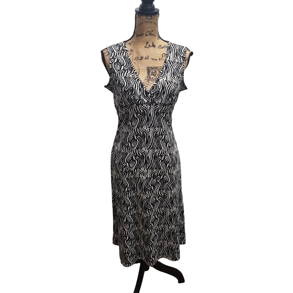 Mossimo Sleeveless Midi Dress Black‎ White Abstract Print Size Small